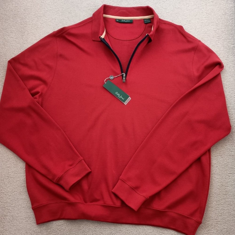 Bobby Jones XXL Men's Dark Red Knit Long Sleeve Quarter Zip Shirt